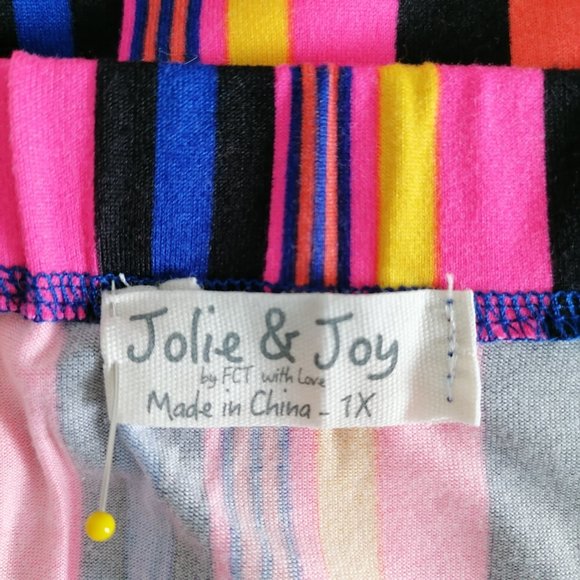 Jolie & Joy Womens Multicolor Striped Off Shoulder 3/4 Sleeve Blouse Top Size 1X - Picture 5 of 7